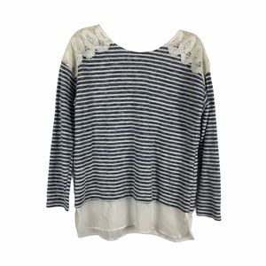 STYLE & CO Striped Lace Shoulder Top